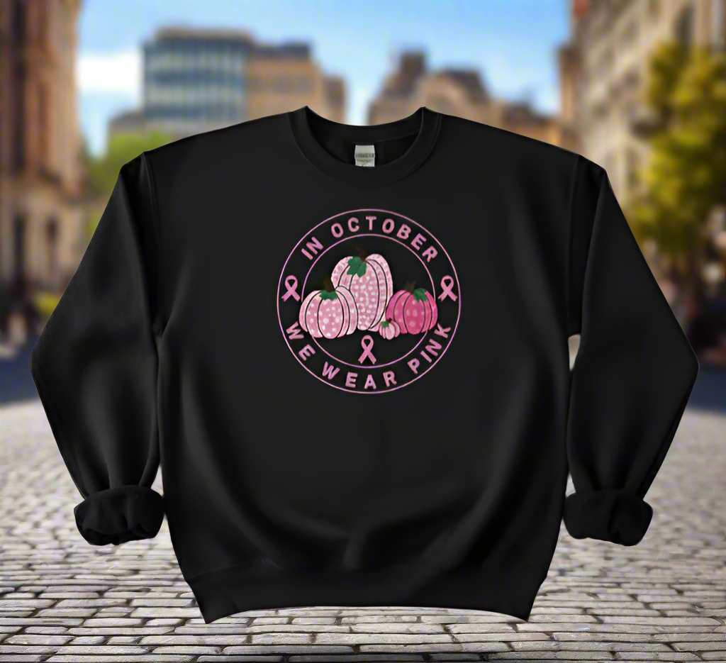 Circle Pumpkins "In October We Wear Pink" Heavyweight Long Sleeve Sweatshirt