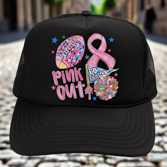 Pink Out Ribbon Doodle Otto Columbia Blue Foam Front Trucker Hat