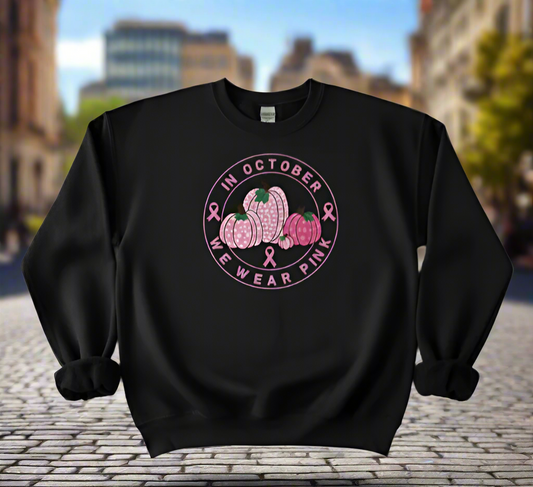 Circle Pumpkins "In October We Wear Pink" Heavyweight Long Sleeve Sweatshirt